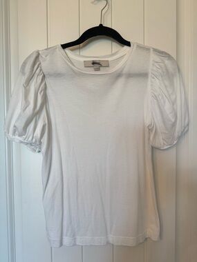 LOFT White Puff Sleeve Tee